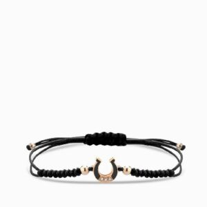 bracciale laccio con ferro di cavallo smaltato e diamanti 1