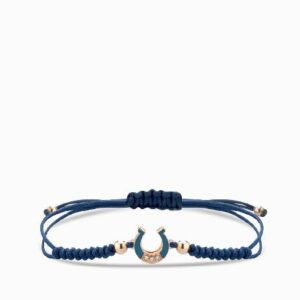 bracciale laccio con ferro di cavallo smaltato e diamanti