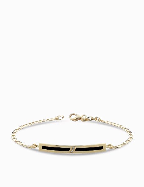 bracciale con catena bacchetta centrale smaltata con diamanti in oro giallo