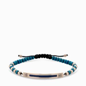 bracciale bacchetta smaltata in oro bianc con ematite e diamanti