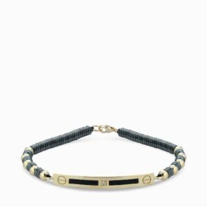 bracciale bacchetta smaltata in oro giallo con ematite e diamanti 1