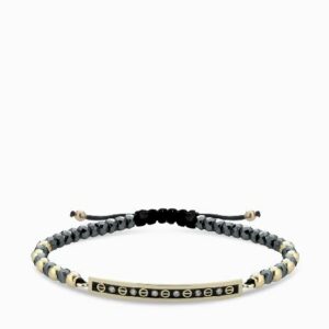 bracciale bacchetta smaltata in oro giallo con ematite e diamanti