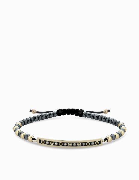 bracciale bacchetta smaltata in oro giallo con ematite e diamanti