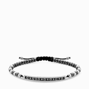 bracciale bacchetta smaltata in oro bianco con ematite e diamanti