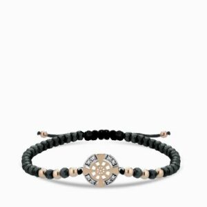 bracciale timone in oro rosa con ematite e diamanti
