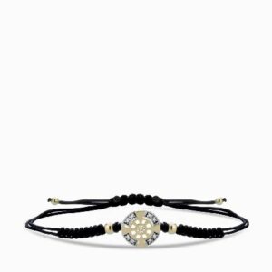 bracciale laccio con timone in oro giallo e diamanti