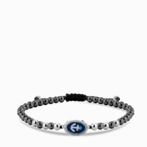 bracciale ancora smaltata blu oro bianco con ematite e diamanti