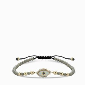 bracciale occhio con ematite oro giallo diamanti e zaffiro centrale