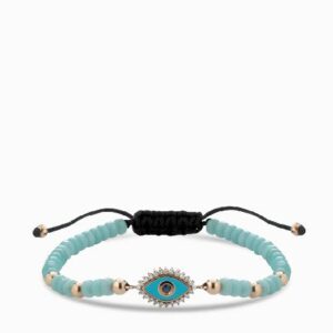 bracciale occhio con ematite oro rosa zaffiro centrale e diamanti