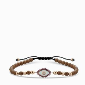 bracciale occhio con ematite oro rosa diamanti e rubini