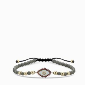 bracciale occhio con ematite oro giallo diamanti e rubini