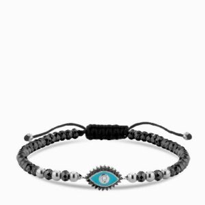 bracciale occhio con ematite oro bianco diamanti neri e bianchi
