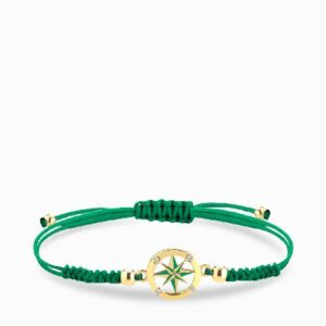 bracciale laccio con rosa dei venti e sfere in oro giallo e diamanti 2