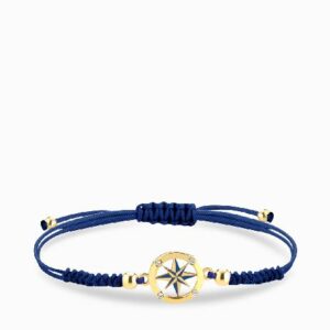 bracciale laccio con rosa dei venti e sfere in oro giallo e diamanti 1