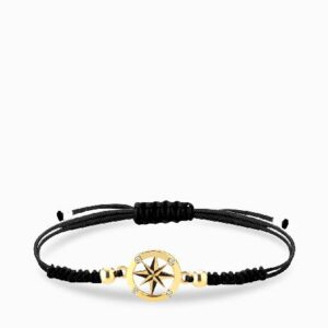 bracciale laccio con rosa dei venti e sfere in oro giallo e diamanti