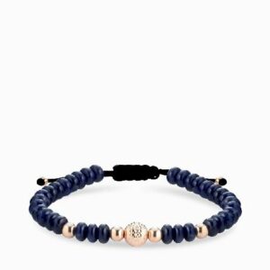 bracciale con sfere oro rosa in ematite blu 1