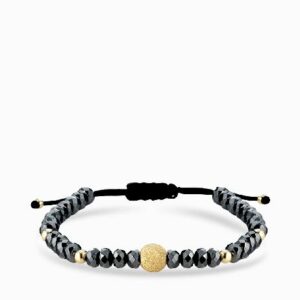 bracciale con sfere oro giallo in ematite grigia grande