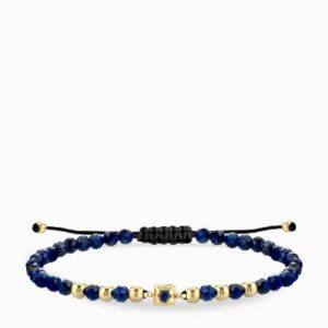 bracciale laccio con lapis in oro giallo e punto luce di zaffiri