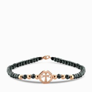 bracciale con moneta croce in ematite