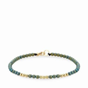 bracciale a laccio con sfere in ematite nera e oro giallo