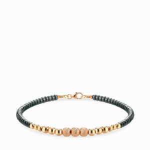 bracciale con ematite e sfere in oro rosa