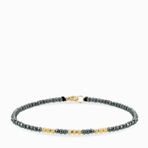 bracciale a laccio con ematite e sfere in oro giallo 1