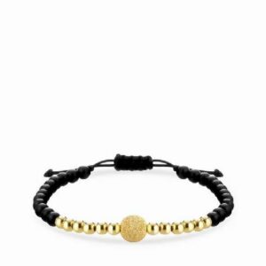 bracciale a laccio con sfere in onice e oro giallo