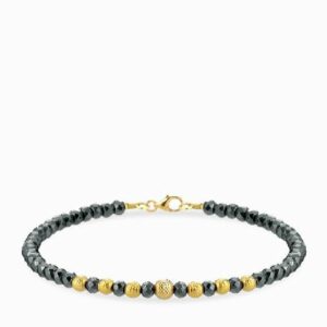 bracciale con sfere in onice e oro bianco 1