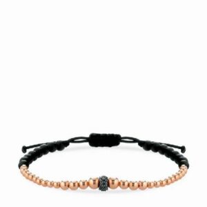 bracciale con ematite sfere in oro rosa e rondella con diamanti neri 2