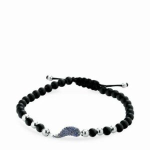 bracciale corno in zaffiri con sfere in onice e oro bianco