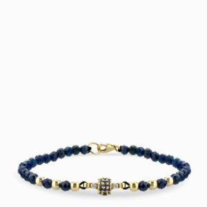 bracciale laccio in oro giallo lapis con centrale di diamanti e zaffiri