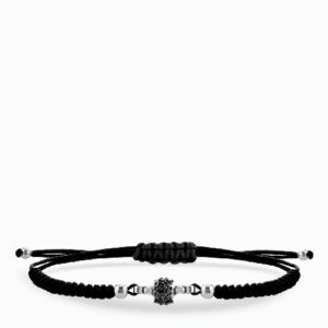 bracciale laccio in oro bianco con centrale di diamanti bianchi e diamanti neri