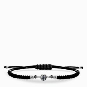 bracciale laccio in oro bianco con centrale di diamanti e zaffiri