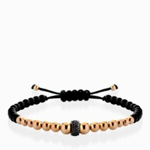bracciale in oro rosa con rondella di diamanti neri in oro rosa