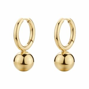 Orecchini a cerchio PERFECT in acciaio 316L, finitura pvd colore oro, con sfera
