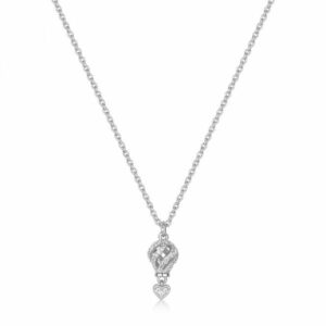 Collana ARIA in argento 925/1000, rodio con pendente a forma di mongolfiera e cubic zirconia white