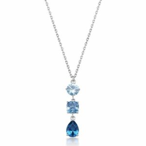 Collana DREAMING in acciaio 316L, con cubic zirconia round, cushion e pear light sapphire