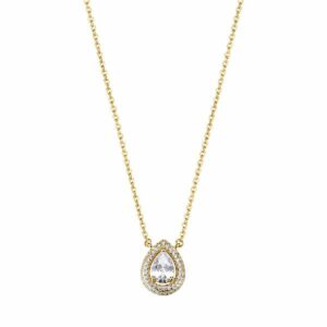 Collana ANNA argento 925/1000, galvanica oro giallo, con pendente e cubic zirconia bianchi