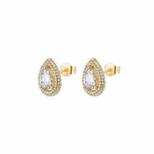 Orecchini al lobo ANNA argento 925/1000, galvanica oro giallo, e cubic zirconia bianchi