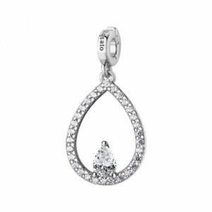 Charm STORIE argento 925/1000, rodio a goccia e cubic zirconia white