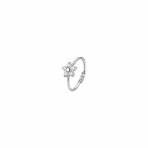 ANELLO DONNA IN ACCIAIO CON FIORE E ZIRCONI BIANCHI