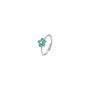 ANELLO DONNA IN ACCIAIO CON FIORE E ZIRCONI VERDI