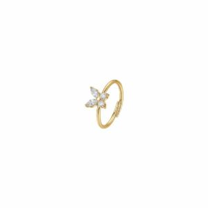 ANELLO DONNA IN ACCIAIO COLORE ORO CON FARFALLA E ZIRCONI BIANCHI