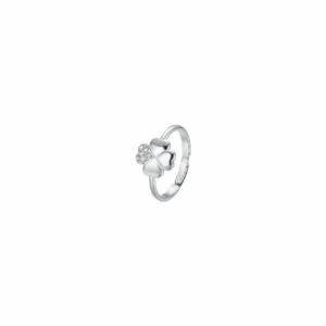 ANELLO DONNA IN ACCIAIO CON QUADRIFOGLIO E ZIRCONI BIANCHI