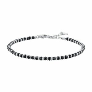 BRACCIALE UOMO IN ACCIAIO CON PIETRE AGATA NERA