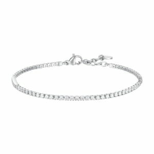 BRACCIALE TENNIS UOMO IN ACCIAIO CON ZIRCONI BIANCHI