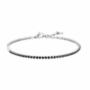 BRACCIALE TENNIS UOMO IN ACCIAIO CON ZIRCONI NERI