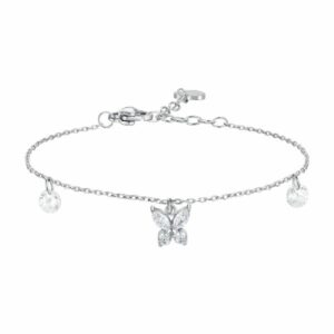 BRACCIALE DONNA IN ACCIAIO CON PENDENTE FARFALLA ED ALI ZIRCONE BIANCO