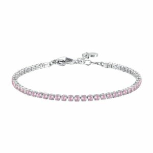 BRACCIALE TENNIS DONNA IN ACCIAIO CON ZIRCONI ROSA