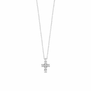 COLLANA UOMO IN ACCIAIO CON CROCE DI ZIRCONI BIANCHI